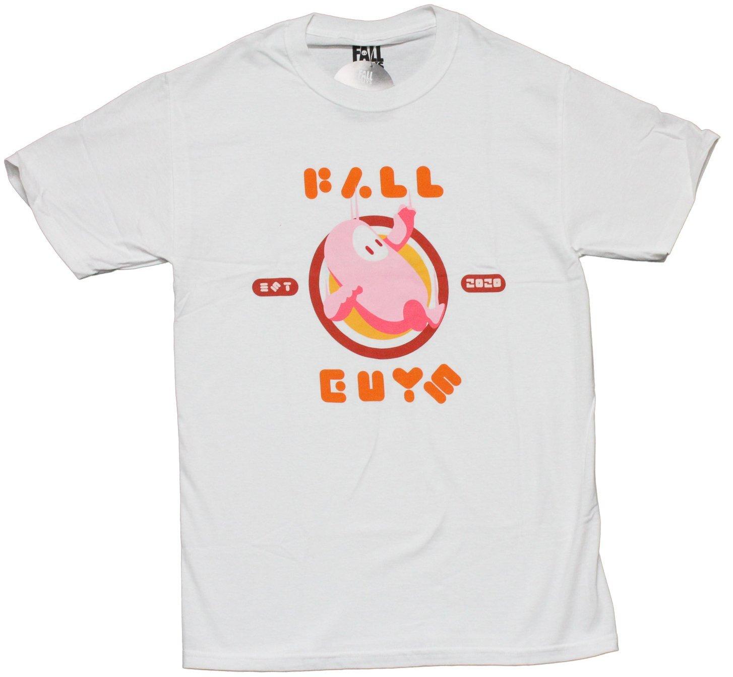 Fall Guys New Adult T-Shirt - Pink Character in Circle Logo XXXXL