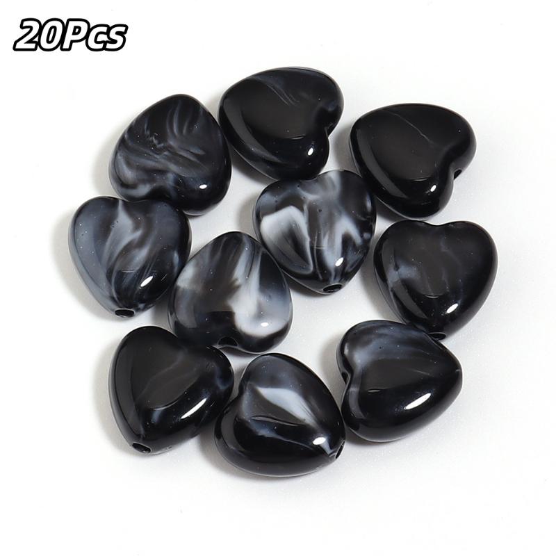 20Pcs Imitation Stone Heart Shape Acrylic Beads Dual Color Loose Bead For Jewelry Making Diy Charms Bracelet Necklace Accessorie