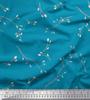 Soimoi Japan Crepe Satin Fabric Leaves & Buds Flower Print Fabric by the metre 42 Inch