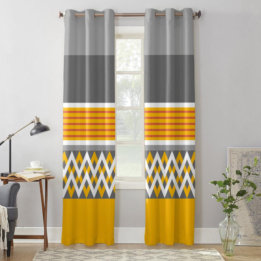 Dungi galbene gri Perdele geometrice moderne pentru fereastră pentru sufragerie dormitor perdea tratament de bucătărie Jaluzele draperii