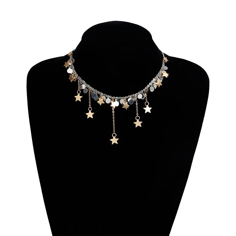 Geometric Multi Star Charm Necklace Women'S Luxury  Spicy Girl Style Jewelry Accessories