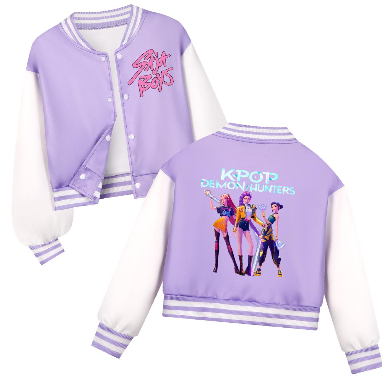 

Kpop Відьмацьке полювання Весна Осінь Дитяча Мила Зручна Смугаста Літерна Барвиста Пальто Куртка з Принтом 110 фіолетовий