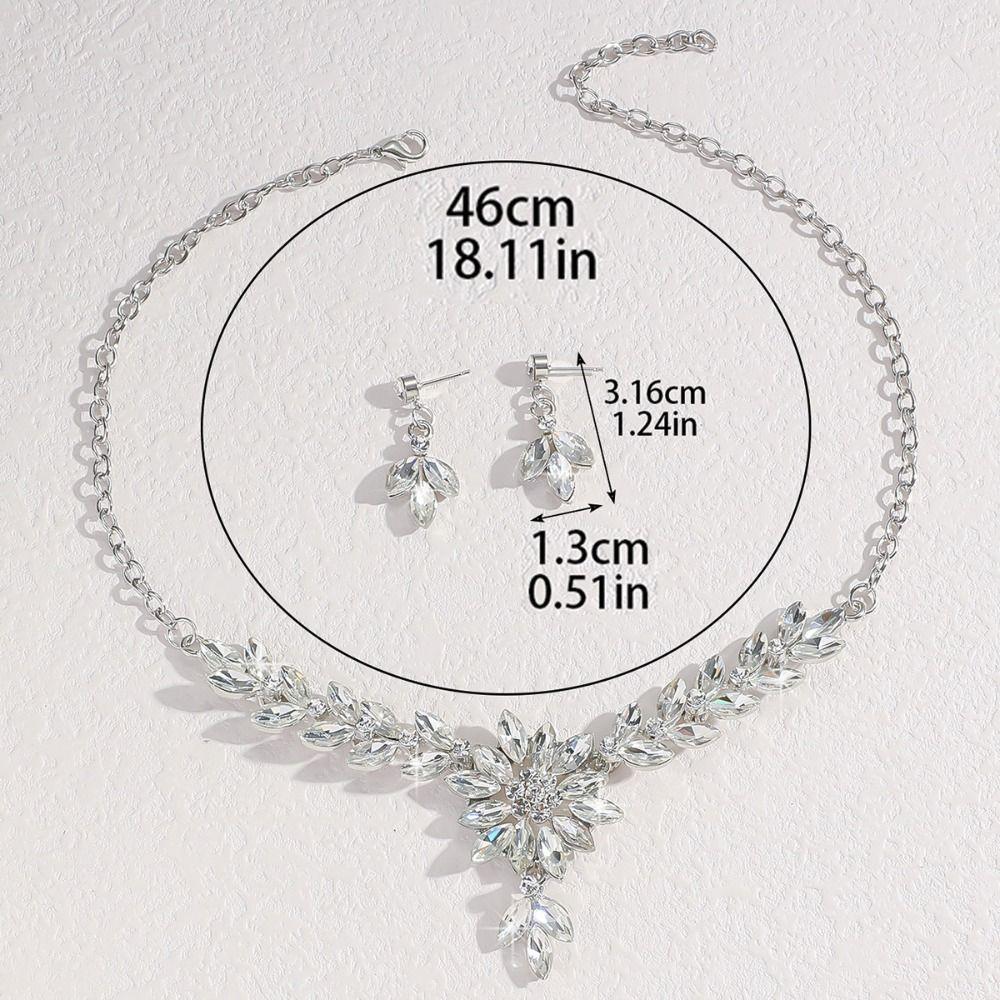 Luxury Necklace Earrings Set Exquisite Crystal Necklace Set Rhinestone Jewelry Set  Banquet