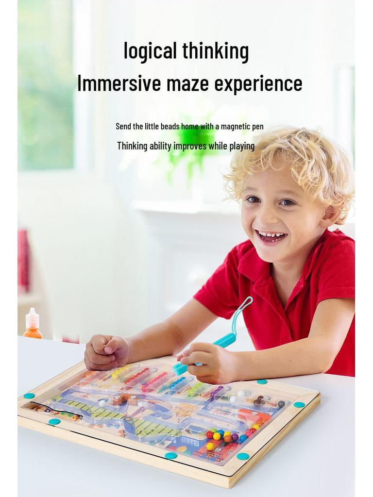 Cross-Border Montessori Children's Magnetic Bead Maze Board: Educational Color Sorting and Counting Toy