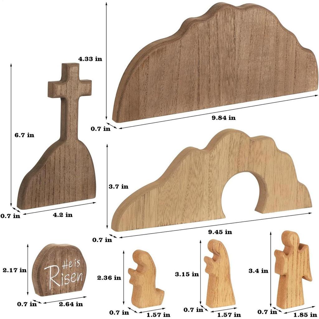 Easter Decorations for Home Wooden Christian Figurine Tabletop Christian Empty Tomb Figurine for Holiday Party Celebration