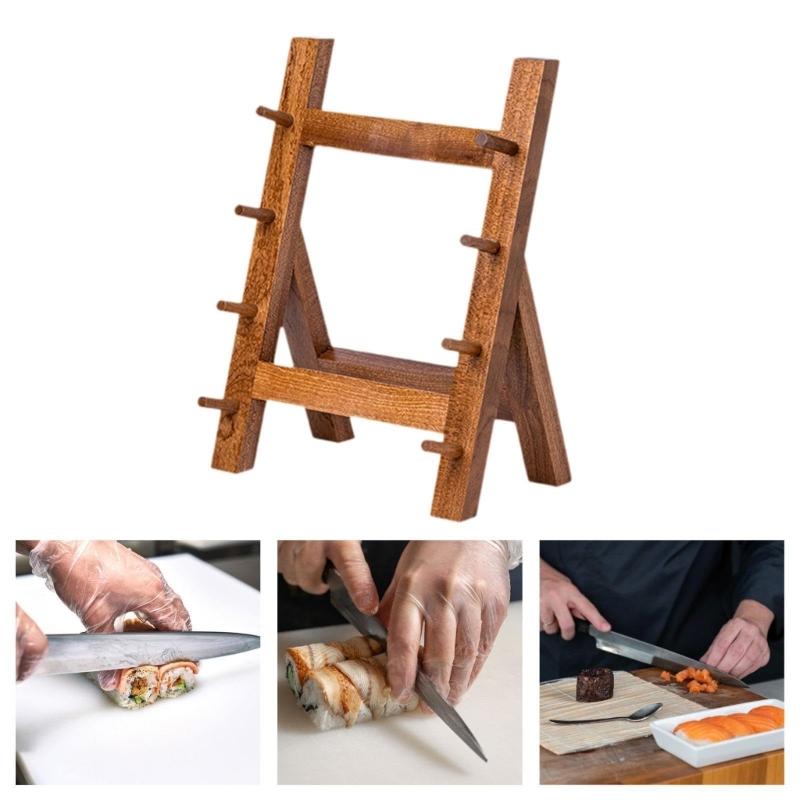 Wooden Cutter Display Stand Multipurpose Cutter Storage Rack with Multi Layer Design for Home Kitchens and Restaurants