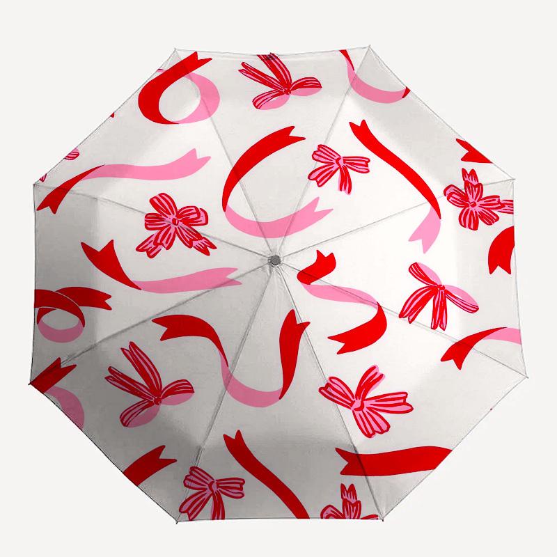 1pc Ribbon Pattern Design Umbrella with Plastic Handle,Suitable for All Seasons UmbrellaPT512
