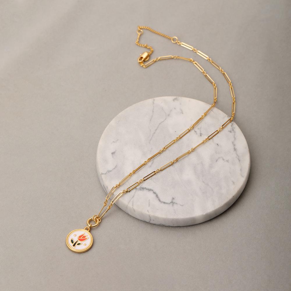 

Эмалевое ожерелье с цветком, модная цепочка для свитера