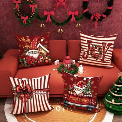 1pcs Christmas-pillowcase, Suitable for Christmas Home Decoration, Single-sided Printing, No Pillow Core.