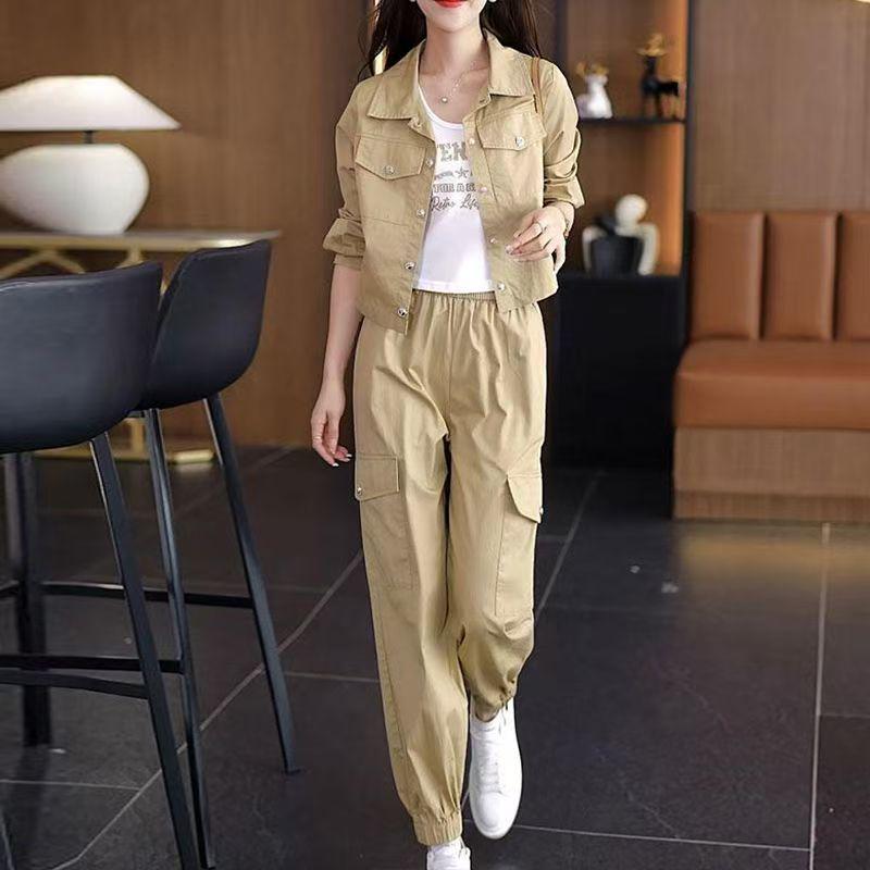 

2026 Spring/Autumn Stylish Age-Reducing Slim Fit Casual Jacket and Versatile Workwear Two-Piece Set M Up to 100 jin