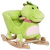 Rocking Horse with Wheels, Dragon-Shaped Rocking Horse for Children 18-36 Months, In Wood and Green Plush