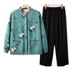 Middle-aged and Elderly Knitted Sweater Fleece Suit Female Grandmother Autumn and Winter New Cardigan Thickened Sweater Mother Autumn Cardigan
