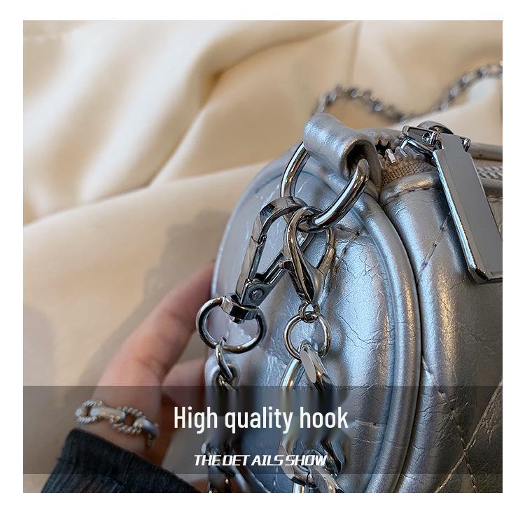 Luxury Diamond Lattice Chain Crossbody Bag: Fashion-Forward, Versatile Round Cylinder for Women