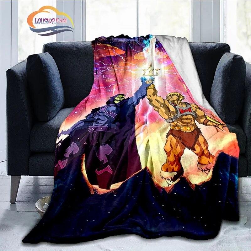 Cartoon Masters of The Universe Fashion Cashmere Blanket 3D Printed He-Man Flanela Pluszowa Miękka Wygodna Domowa