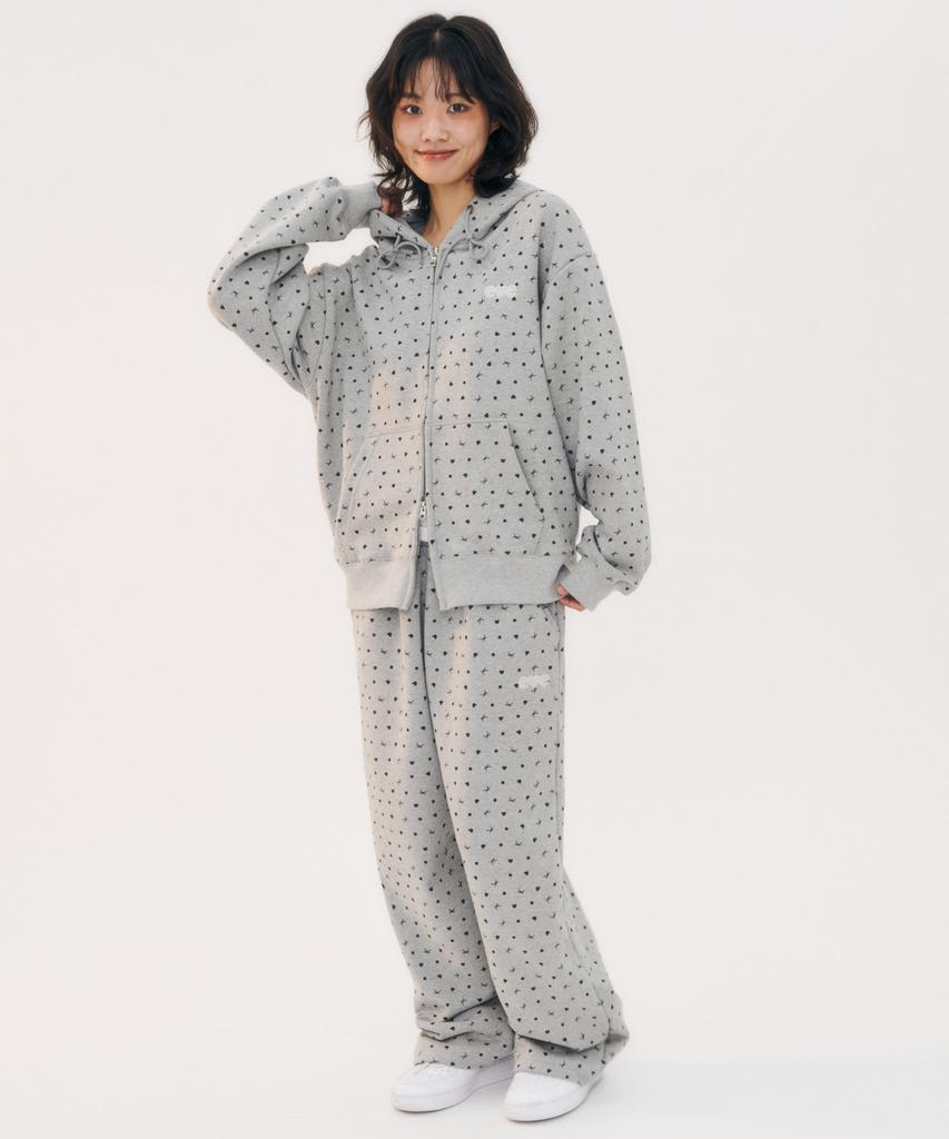 AMBLER Ribbon And Bear Dot Embroidered String Wide Sweatpants Ap905 (Melange)