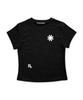 Damiswi Flower Symbol Polka Dot Short Sleeve T-Shirt_Black