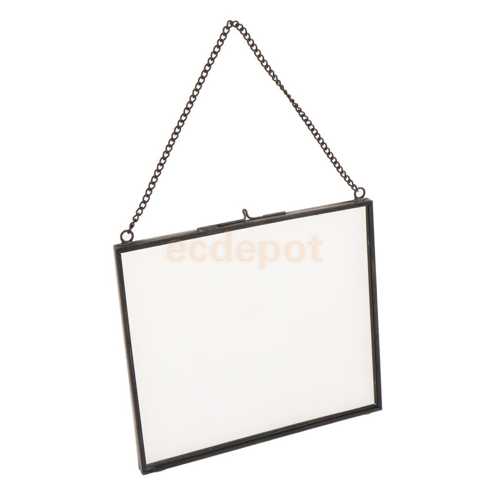 MagiDeal Industrial Style Double Sided Glass Hanging Photo Frame Wall Frame Flower Plant Specimen Portrait Display Frame Holder