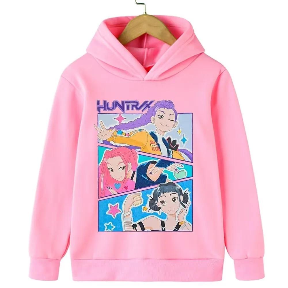 2025 New Kpop Witch Hunt Children's Hoodie Fashionable and Versatile Cartoon Pattern Printed Girls' Sportswear