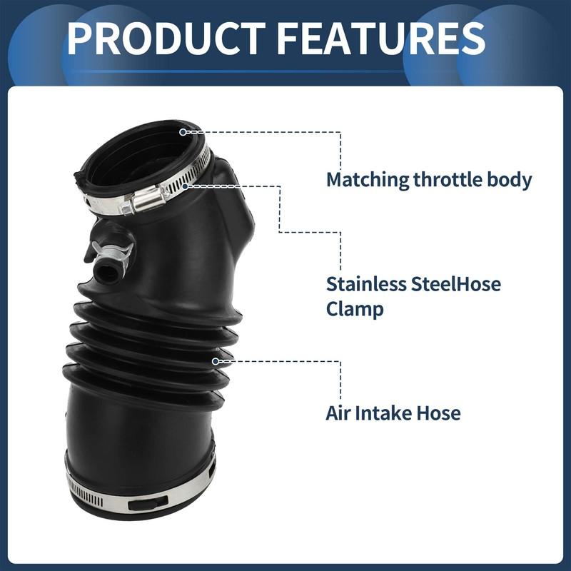 UXCELL Car Intake Hose Tube with Clamps for Honda Odyssey 2011 2012 2013 2014 2015 2016 2017 Black
