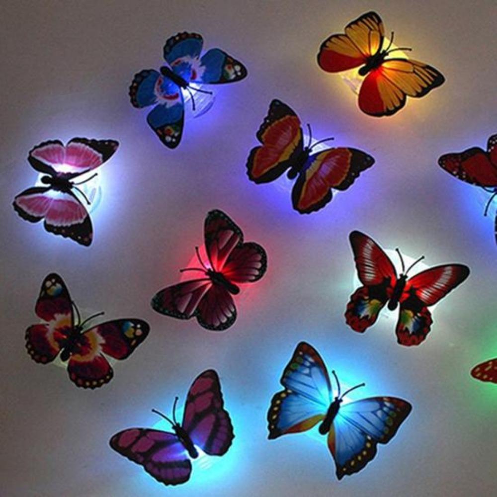 3D Single Layer Butterfly Wall Stickers LED Glow in the Dark Night Light Decals