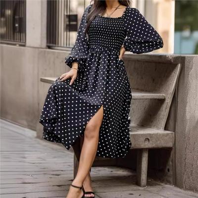 Spring and Summer New Independent Polka Dot Printed Long-sleeved Dress