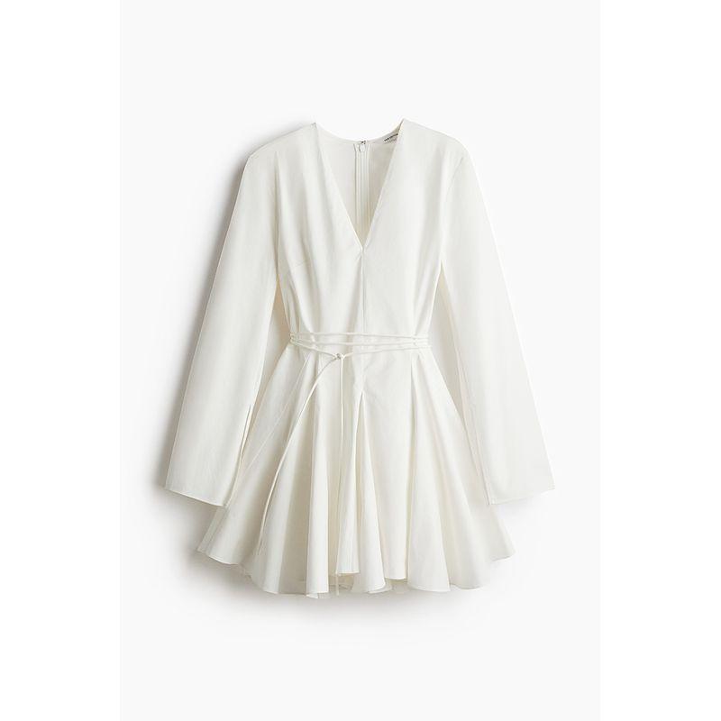 

HM 2025 New Fall Women s Clothing Speaker Swing Dress 1282778 White 155/80(XS)