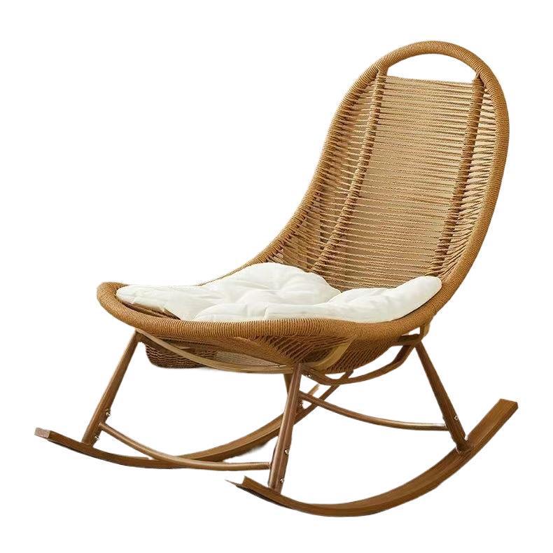 Adult Rattan Rocking Recliner for Garden, Balcony, or Courtyard