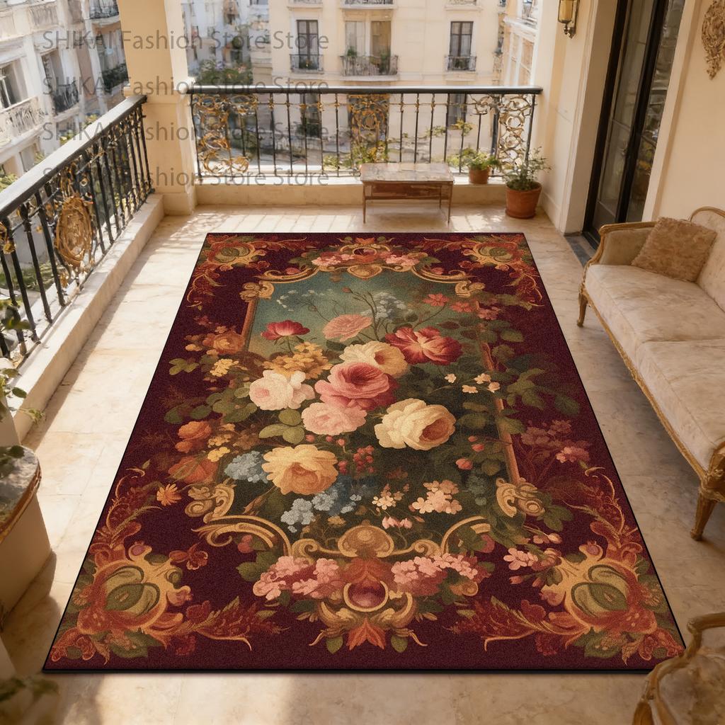 European Classic Country Style Balcony Carpet Easy Clean Fluffy Large Area Floor Mats Home Decoration Luxury Non-slip Soft Rugs