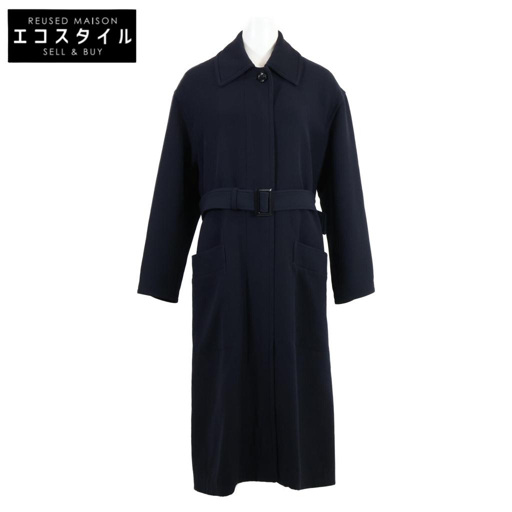 Ron Herman Navy Belted Soutien Collar Coat Coat XS NavyUsed