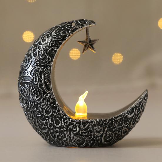 Mini Ramadan Månelys Ramadan Dekorasjon Myk Glød Batteridrevet Eid Ramadan Stearinlys Nattbordsdekor