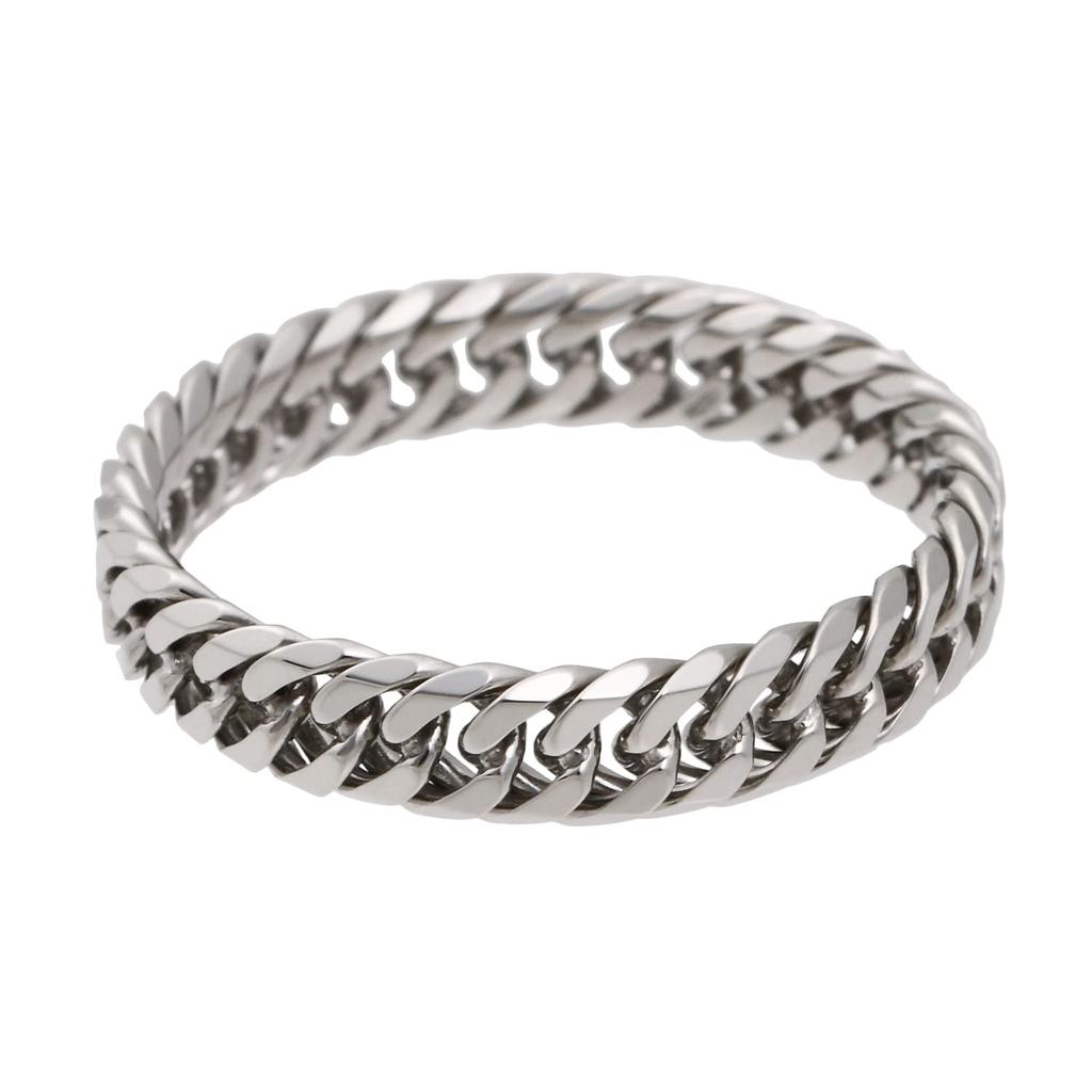 Platinum Double Curb Made In Pt850 Inner Diameter [FAIRY CULLET] Ring, 6-Sided Chain, Thin, Japan, (Size 16, 18mm/Circumference 56mm)