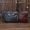 Handmade Retro Thin First-Layer Soft Cowhide Handbag Trendy Old Men'S Clutch Bag Genuine Leather Pleated Bag
