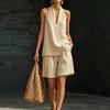 In Stock Women's Halter V-Neck Sleeveless Casual Fashion Set