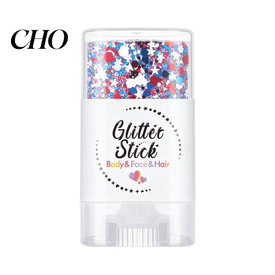 USA Flag Glitter Stick Independence Day Body Stick, Patriotic Face Hair Accessories, Sparkling Red White Blue Makeup for 4th of July Festival