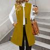 Women's Fashionable Casual Lapel Buttoned Waistcoat Sleeveless Solid-Colour Jacket