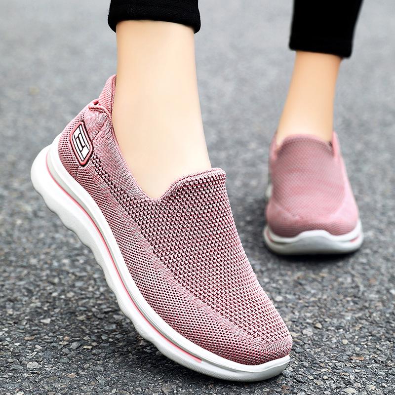 Women's Slip-On Fly-Knit Soft Sole Shoes for Middle-Aged and Elderly
