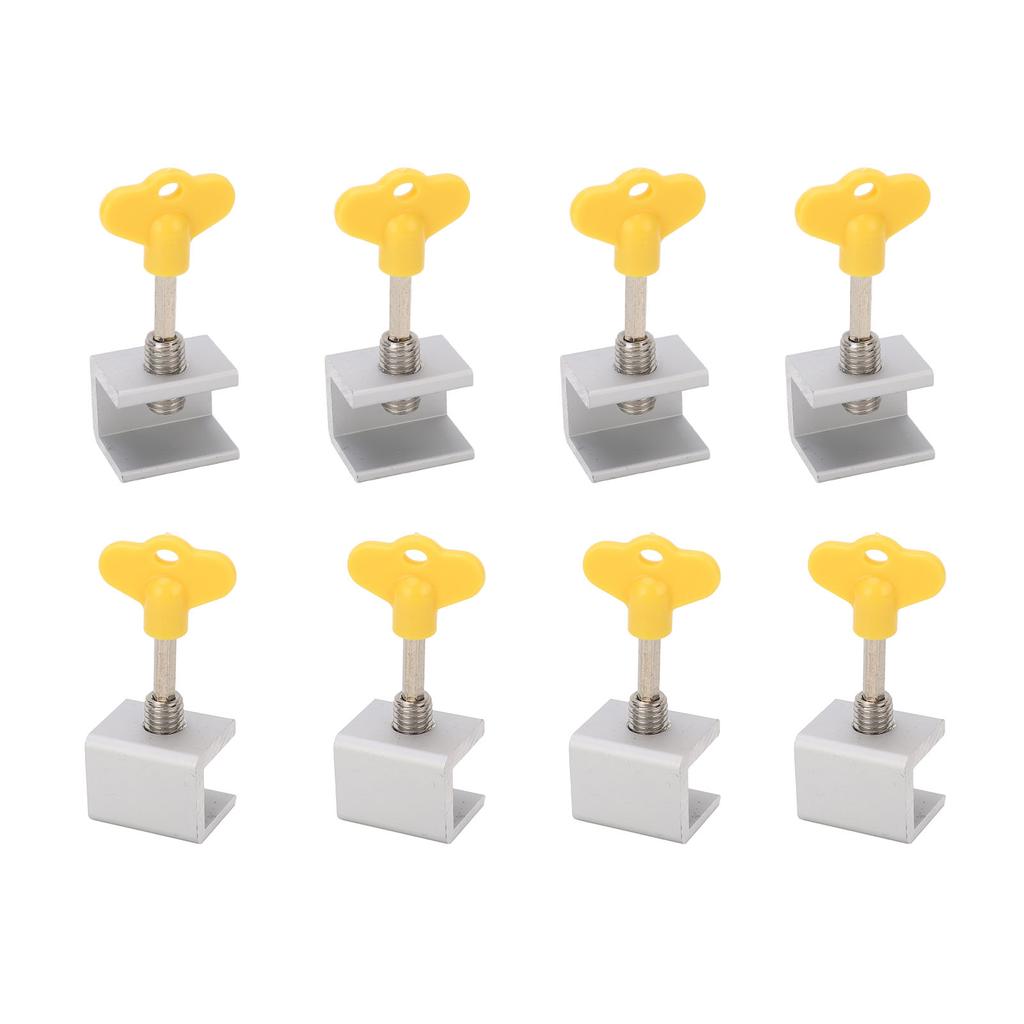 8 Sets Single Hole Adjustable Window Locks Aluminum Alloy Vertical Horizontal Sliding Lock Silver