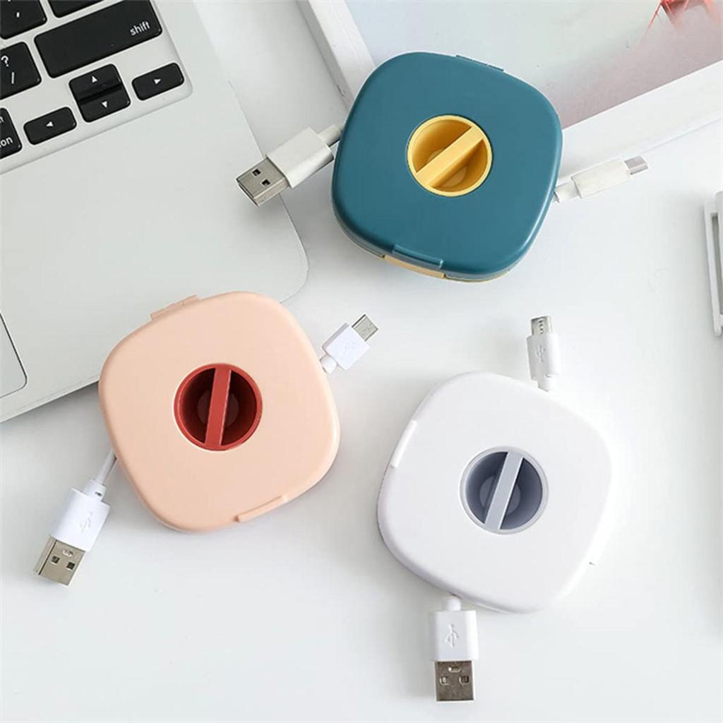 Portable Round USB Cable Winder Small Cable Organizer Rotating Data Wire Organizer Mobile Phone Mobile Charging Wire Winder