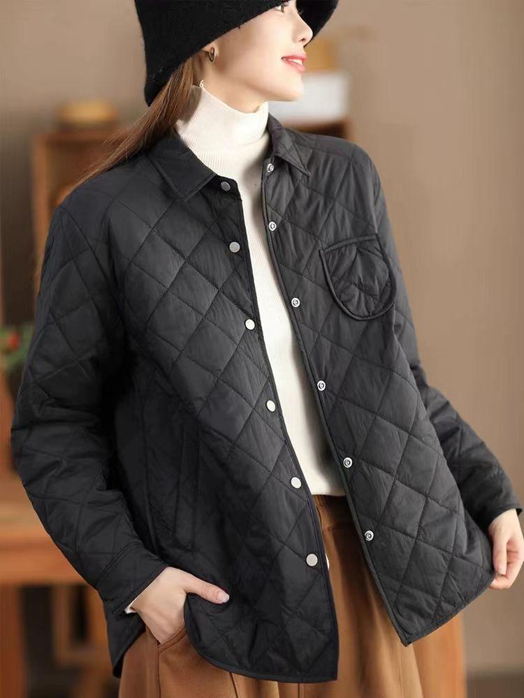 Johnature Cappotto monopetto a maniche lunghe con colletto rovesciato, tinta unita, da donna, autunno, autunno