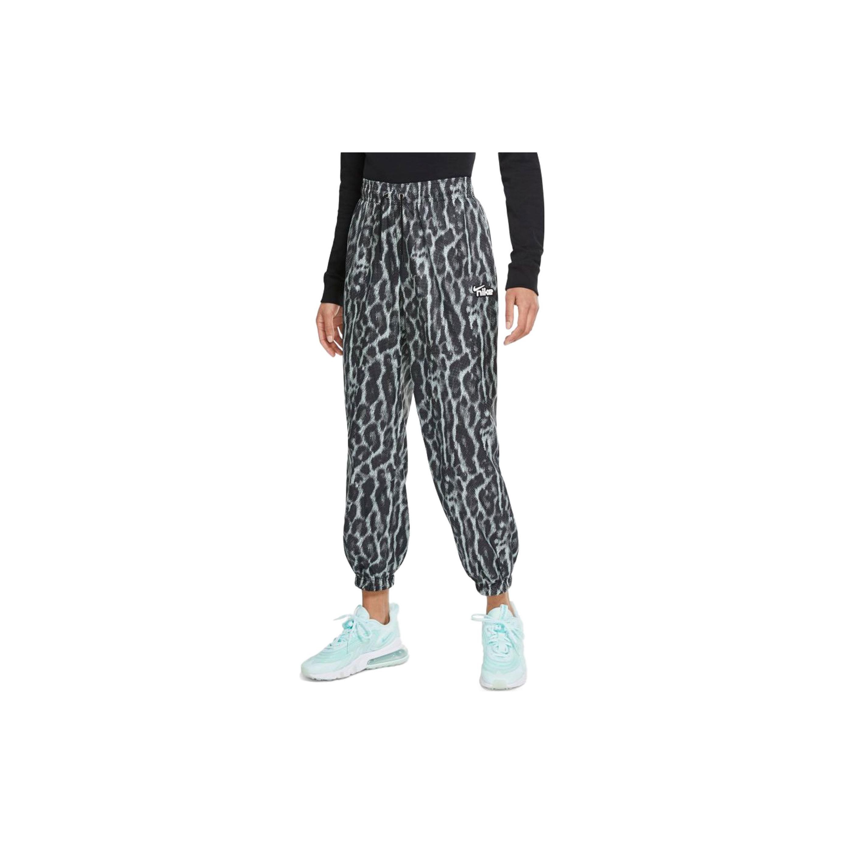 

Nike Leopard Print Mid-Rise Drawstring Cuffed Casual Pants Women bottoms Gray DC0025-070 L