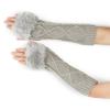 Teenagers Winter Half Finger Mitten Plush Cuffs Keep Warm Lengthen Wrist Gloves