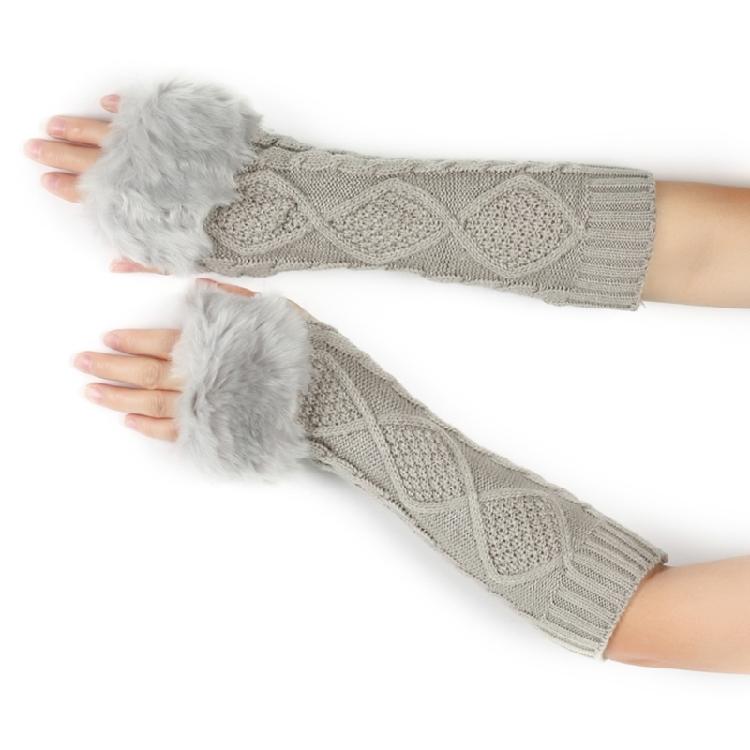 Teenagers Winter Half Finger Mitten Plush Cuffs Keep Warm Lengthen Wrist Gloves