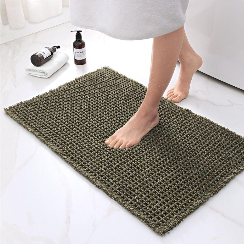 Non-Slip Bathroom Carpet Doormat Floor Mat Thicker Linen Woven Bath Mat  Bathroom