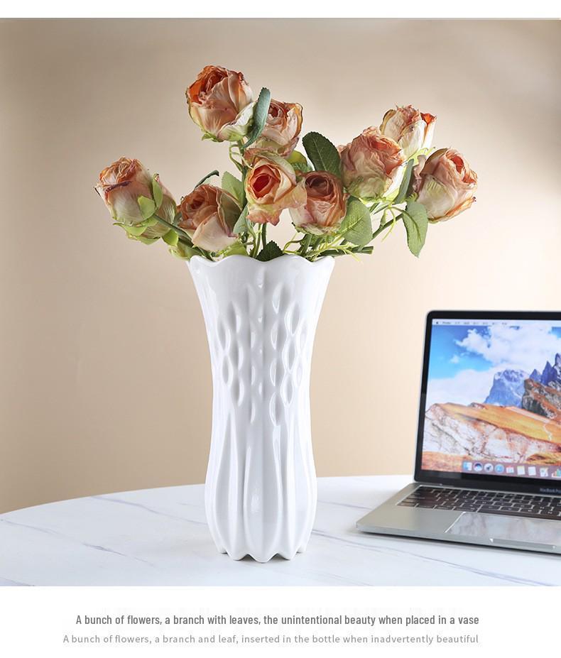Große Nordic Weiße Keramikvase für Hydroponik & Trockenblumen - Moderne Wohnkultur