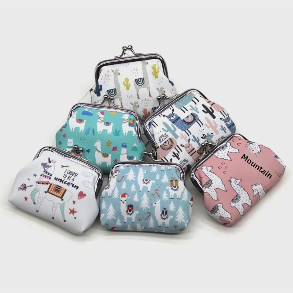 Cute Alpaca Animal Print Coin Purse - Small Wallet for Kids and Students