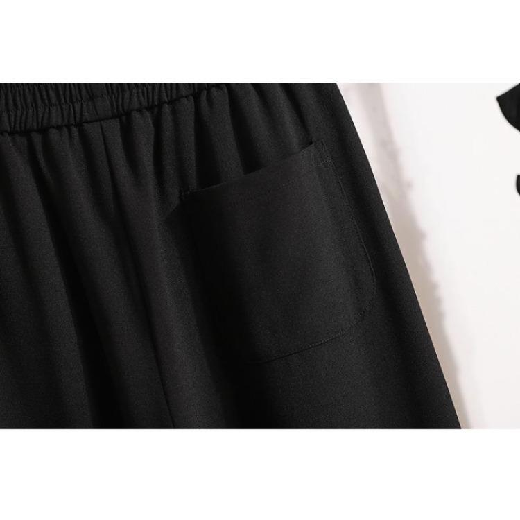 Spring Summer Plus Size Women Pants High Waist Elastic Loose Wide Leg Trousers Vintage Harem Casual Basic Solid Color 5XL