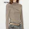 MO&Co. Deconstructed High-Neck Stretch Tencel Wool Top