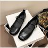 Metallic Mary Jane Flats Women's Square Toe Buckle Strap Casual Shoes