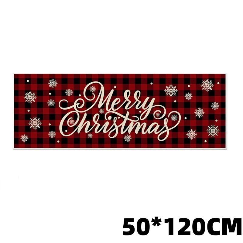 Crystal Velvet Christmas Kitchen Floor Mat with Edge Trim Soft Non Slip Holiday Rug for Home Christmas Festive Decoration