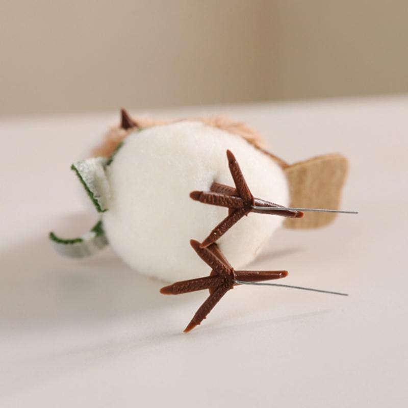 Soft Fabric Christmas Bird Ornament for Tree Shelf or Desk Display, Holiday Accent with Ready to Place Styling